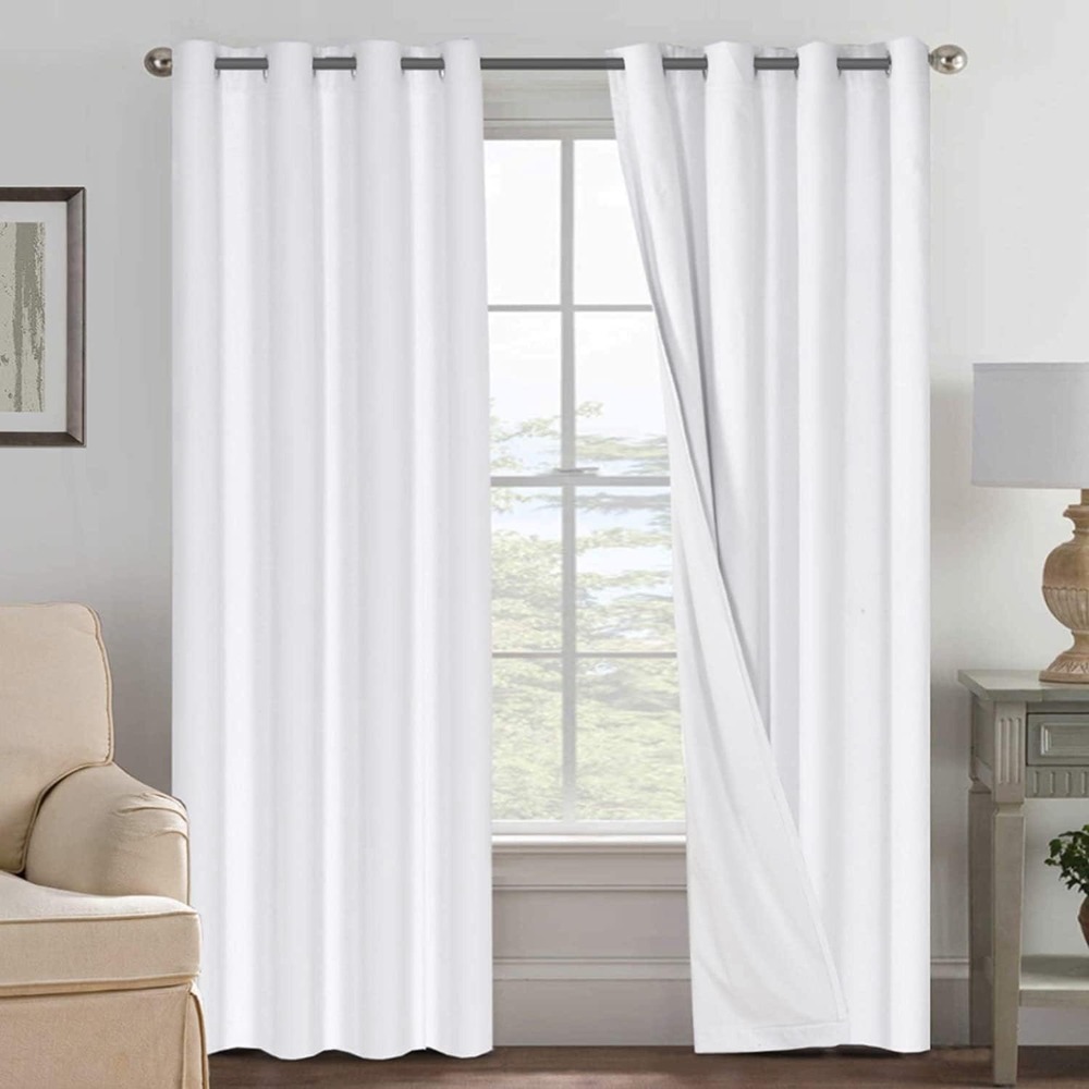 White‎ Room Darkening Curtain Panel Anti-Rust Grommet Blackout Drape